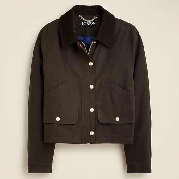 New JCREW Size S Short Barn Jacket English Ripstop Cotton Mossy Brown $248 CC953 - Picture 1 of 6